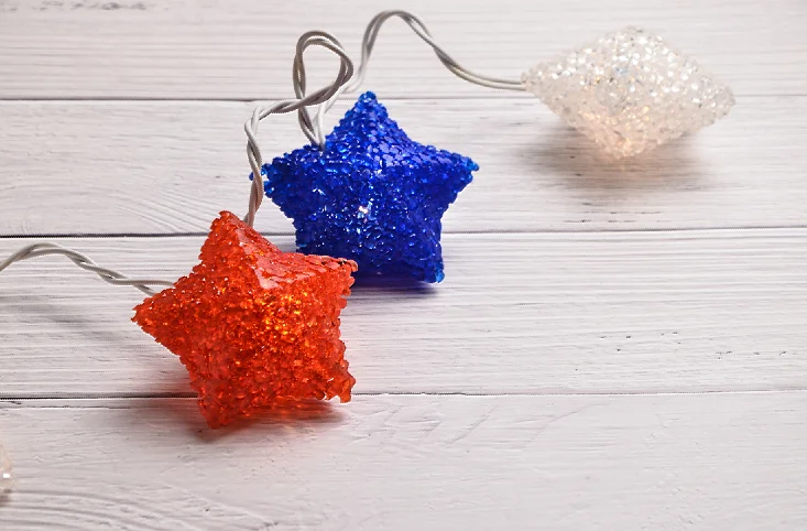 10 Counts Red White  Blue EVA Star Lights Fourth of July American Star String Lights USA Flag Independence Day Theme Decoration