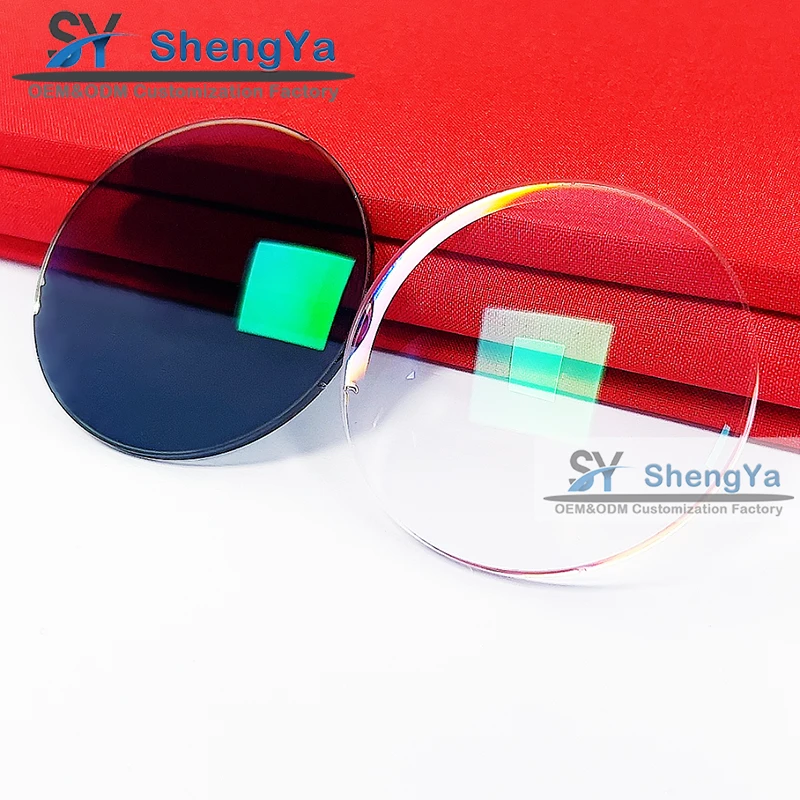 Photochromic Color Changing Lens Single Vision Eyesglass Lens Pink Lenses Grey 1.56 Photochromic Purple Resin Blue Clear HMC