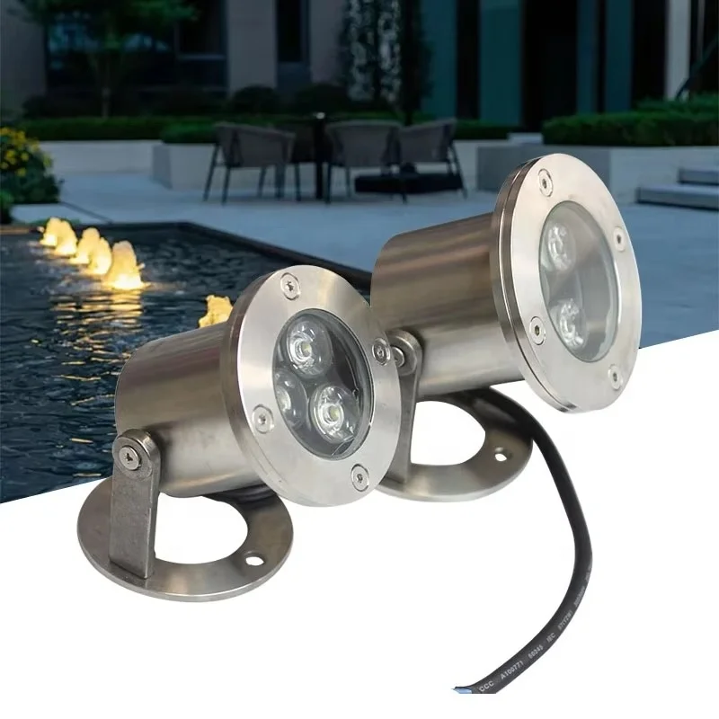 Outdoor IP68 Waterproof 12V Mini RGB LED Fountain Lights Stainless Steel Small Pool Lights for Landscape for Underwater Displays
