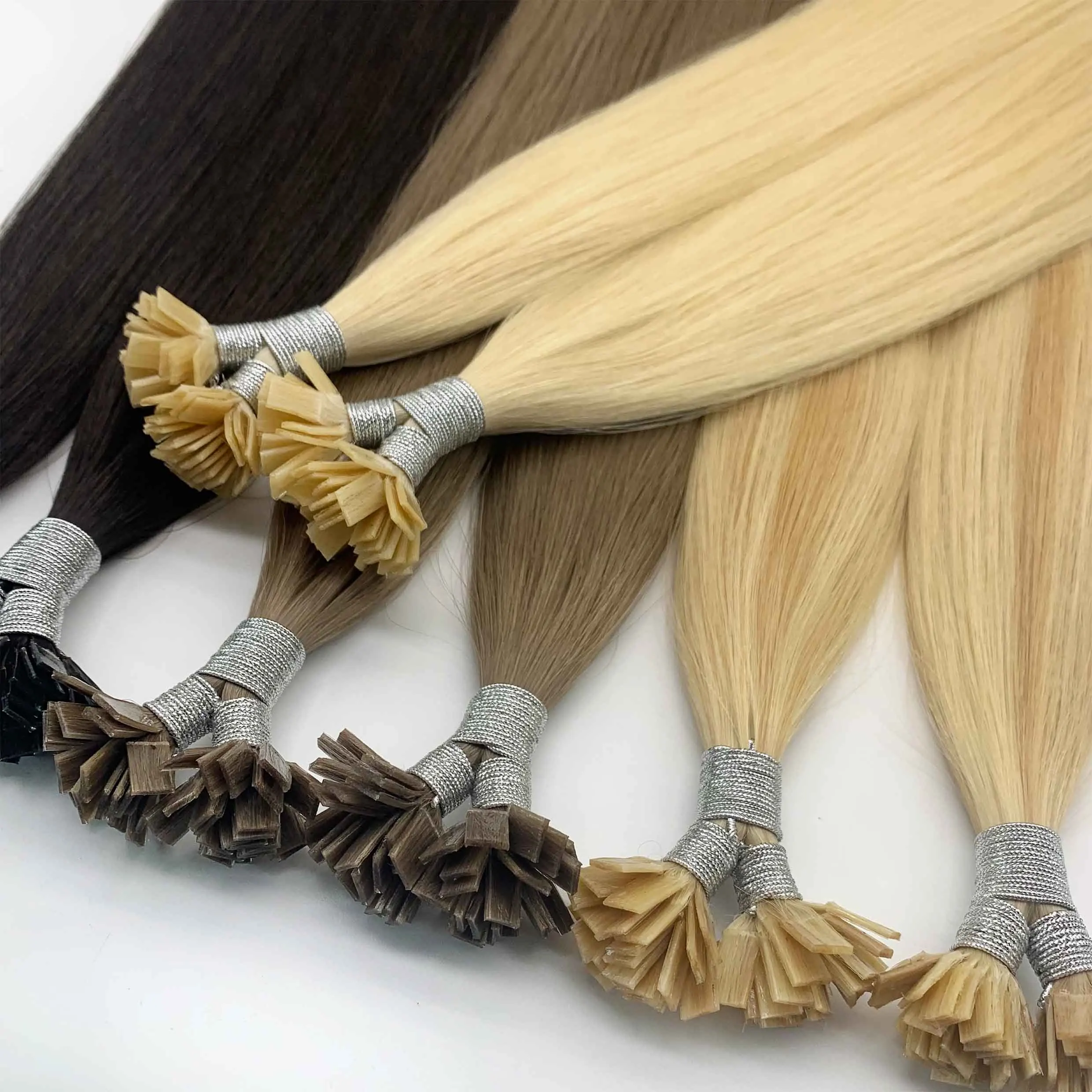 Fasimei factory hair extensions russian hair flat tip keratin hair extensions