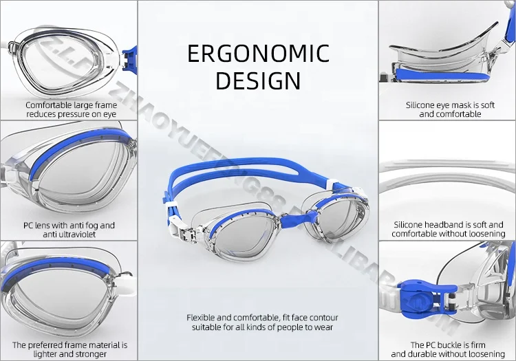 ZLF New Style Waterproof Swimming Goggles Adjustable Nose Bridge Colorful  Anti Fog Swimming Glasses 7100