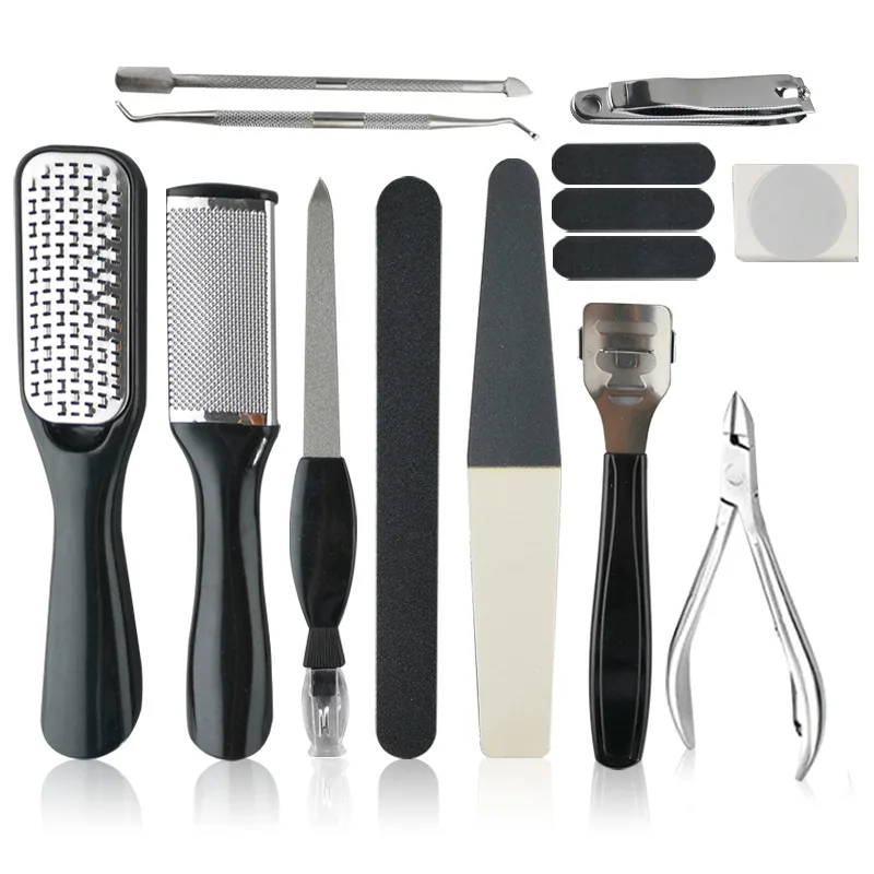 Профессиональный женские кусачки для ногтей, наклейки для ногтей Инструменты 15 шт. черный маникюрный набор