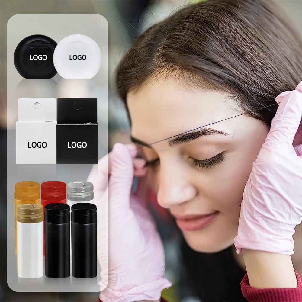 OEM Private Logo Pre-inked String Eyebrow White/Red/Pink Paste Brows Mapping String PMU Brow Thread For Microblading