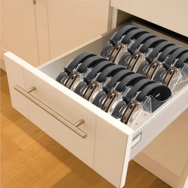 Perfume Simple Clear Acrylic Belt Storage Holder Belt Case with Magnet on Side for Tie and Bow Tie Acrylic Display Holder