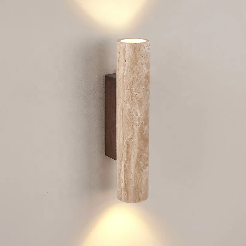 Yellow Marble Wall Lamp Up Down Japan Living Room Bedroom Bedside Light Led Travertine Stair Aisle Wall Decor Sconce