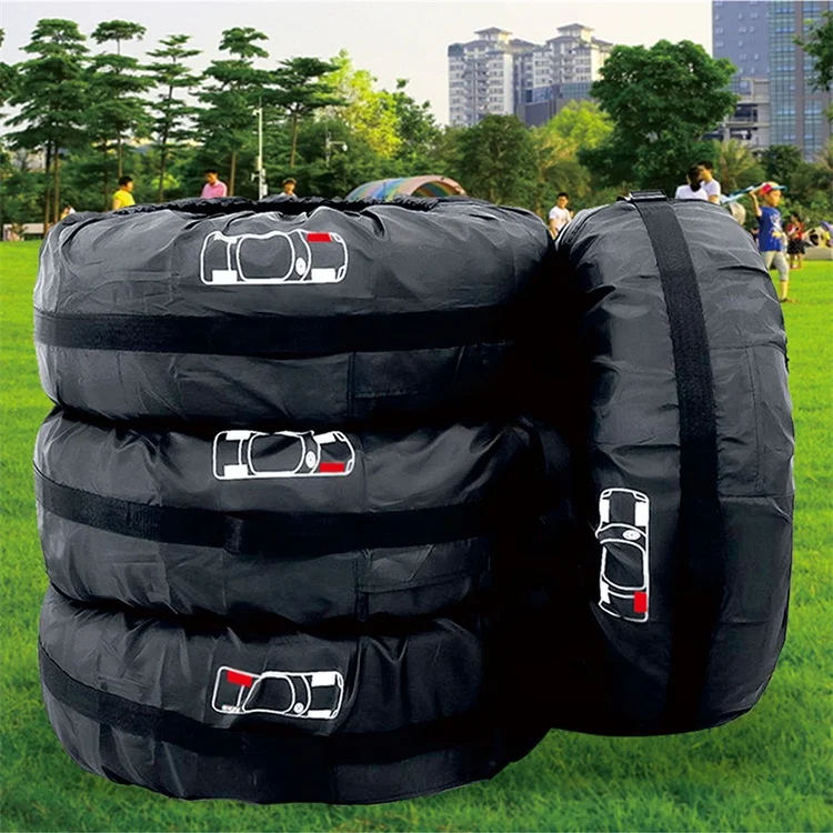 Disposable Custom Oxford Clear Plastic Car Spare Tire Tote Storage Cover Tyre Packaging Bag With Logo
