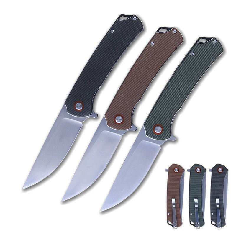 High Quality Delicate Micarta Handle D2 Steel Japanese Outdoor Custom Camping folding mokume knife