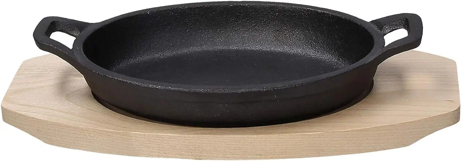 Fusion Taste Cast Iron Frying Pan  mini cast iron sizzler pan with wooden base