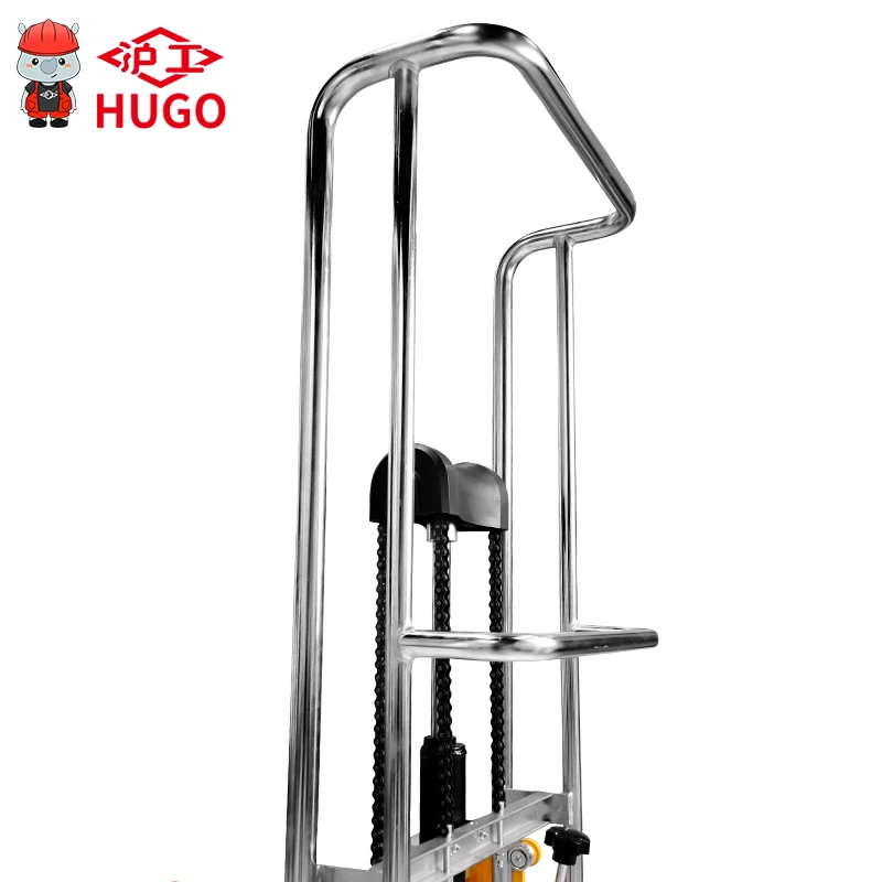 HUGO Portable Lifting Platform Hand Lift Mini Manual Hydraulic Tire Stacker Forklift