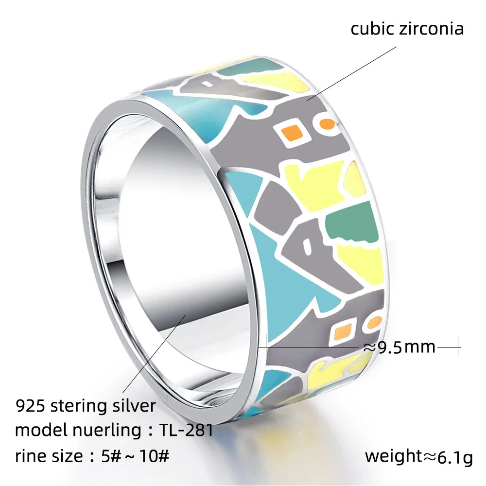 Original Enamel Jewelry Sterling Silver 925 Enamel Ring Design For Party Wear Jewellery
