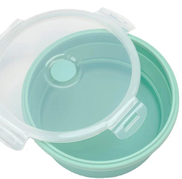 round silicone lunch box folding bento box collapsible silicone food storage containers bowl