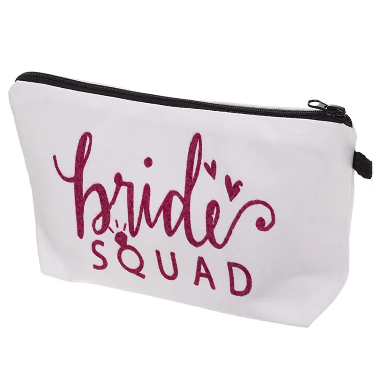 Custom Logo Printed Black Cotton Canvas Cosmetic Case Eco-Friendly Reusable Small Zip Makeup Pouch Bag with Cartoon Pattern