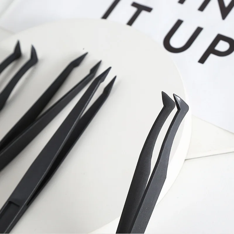 ABS Plastic Material Eyelash Extension Straight Tweezer Curved Head Diy Hand Make Tweezers Tool Cheap