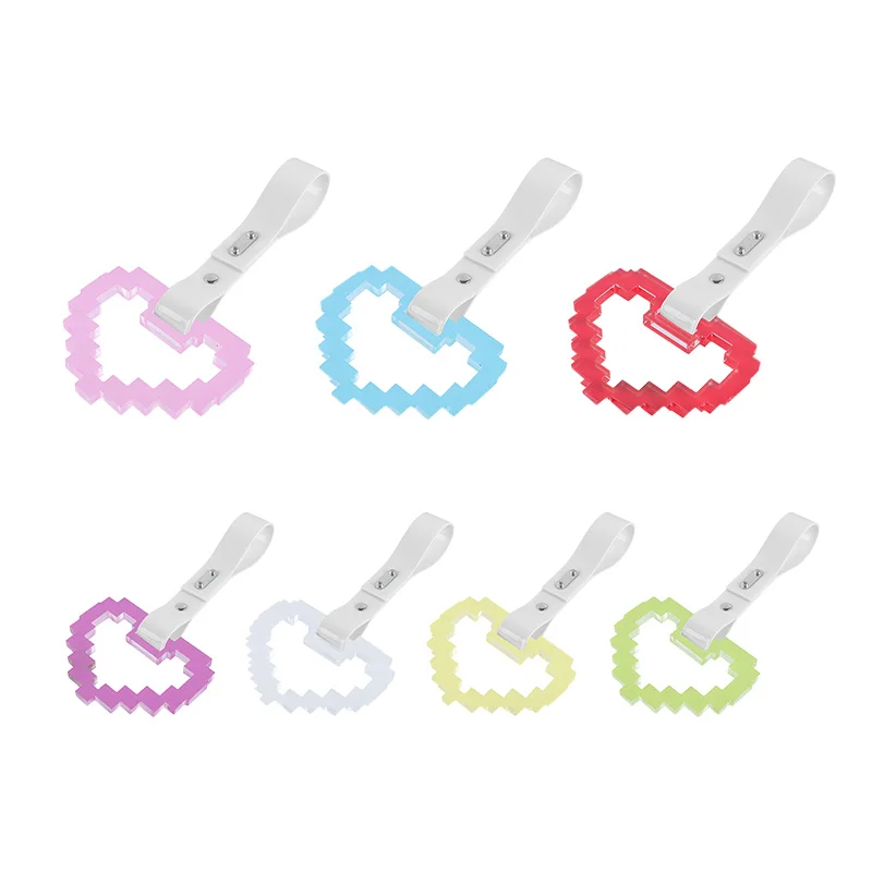 JDM Tsurikawa Car Accessories Masic Heart White Handle Strap Charm Drift Roof Handle pvc strap Tsurikawa Ring Car Handle Strap