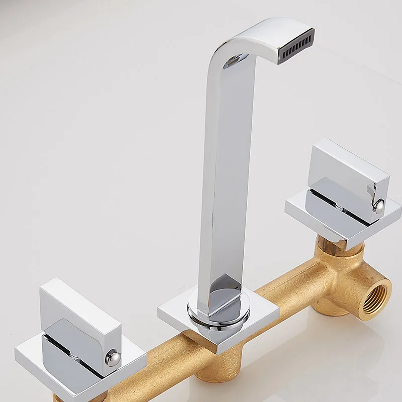 
High quality brass wall mounted mixer tap hidden basin faucet in-wall concealed wash basin mixer 
