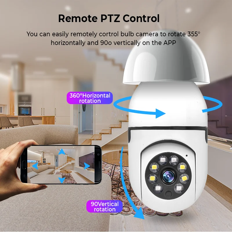 V380 3MP E27 Bulb Surveillance Camera LED Light Bulb Wireless Camera Wifi Security E27 Bulb Camera