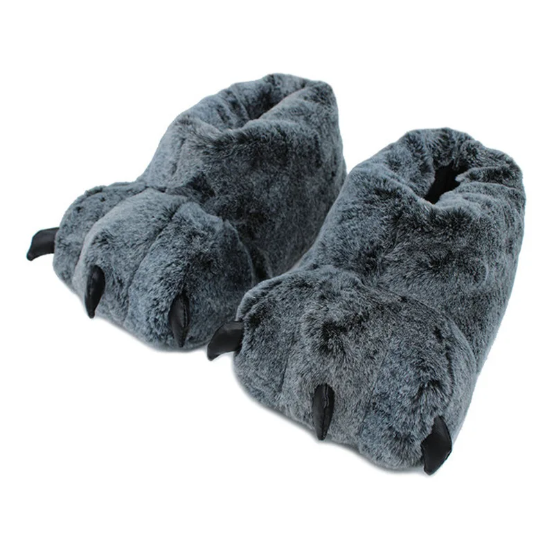 Winter soft cartoon cute bear paw claw fluffy animal slipper indoor thermal slippers for sale
