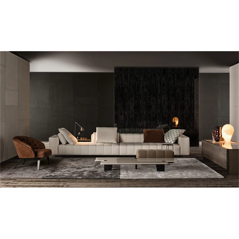 Роскошный комплект роскошной l-образной мебели для гостиной из полиуретановой ткани гарантированного качества