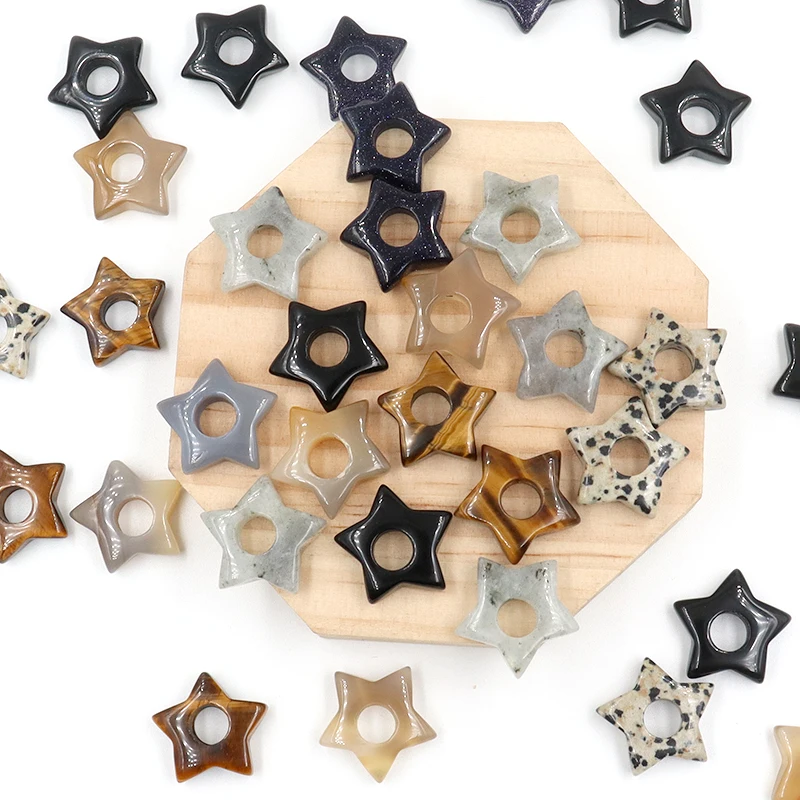 Natural Crystals Healing Stones Beads Star Straight Hole Loose Beads Diy Jewelry Making Hair Accessories Bracelet Gift Holidays