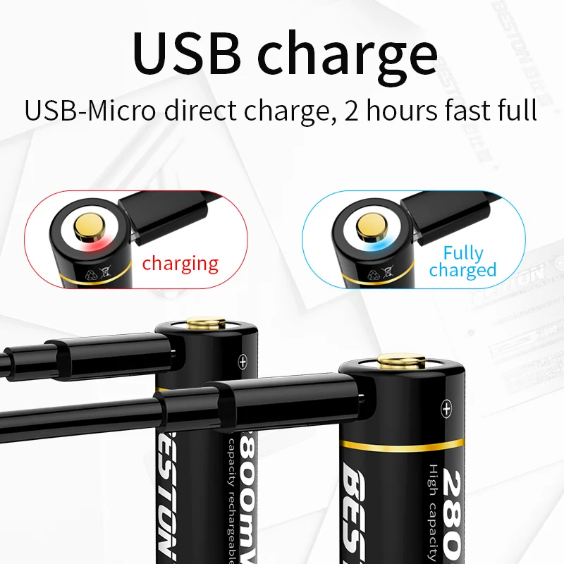  Аккумуляторная батарея BESTON Micro USB 1 5 в литий-ионная AA МВт/ч для MP3/камеры быстрая