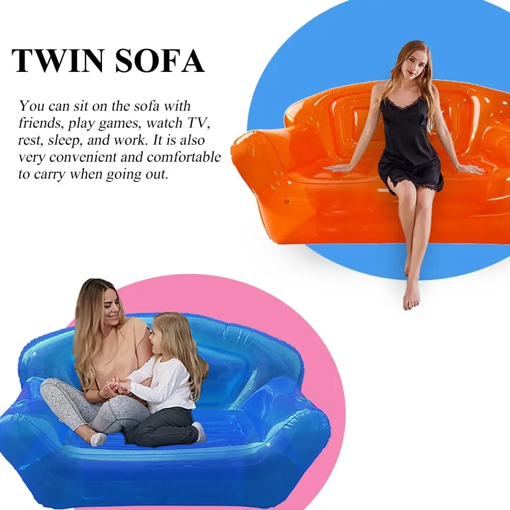 European Style Inflatable PVC Deck Chair Lounger Sofa for Indoor/Outdoor for Travel Camping Picnics Beaches
