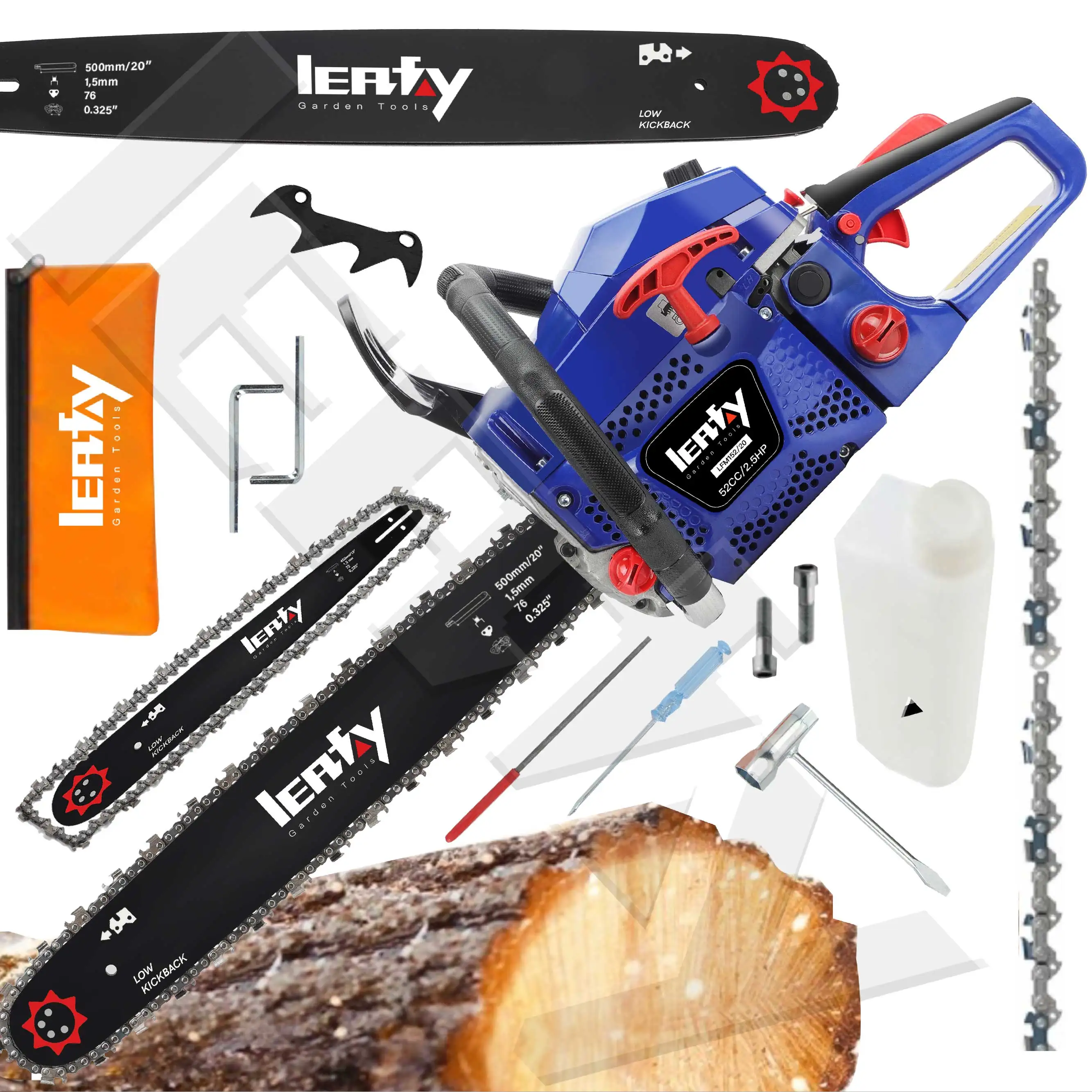 52CC 20' Wood Cutting Chain Saw 1900W 2 Stroke Gasoline Chainsaw Chinese Chainsaw