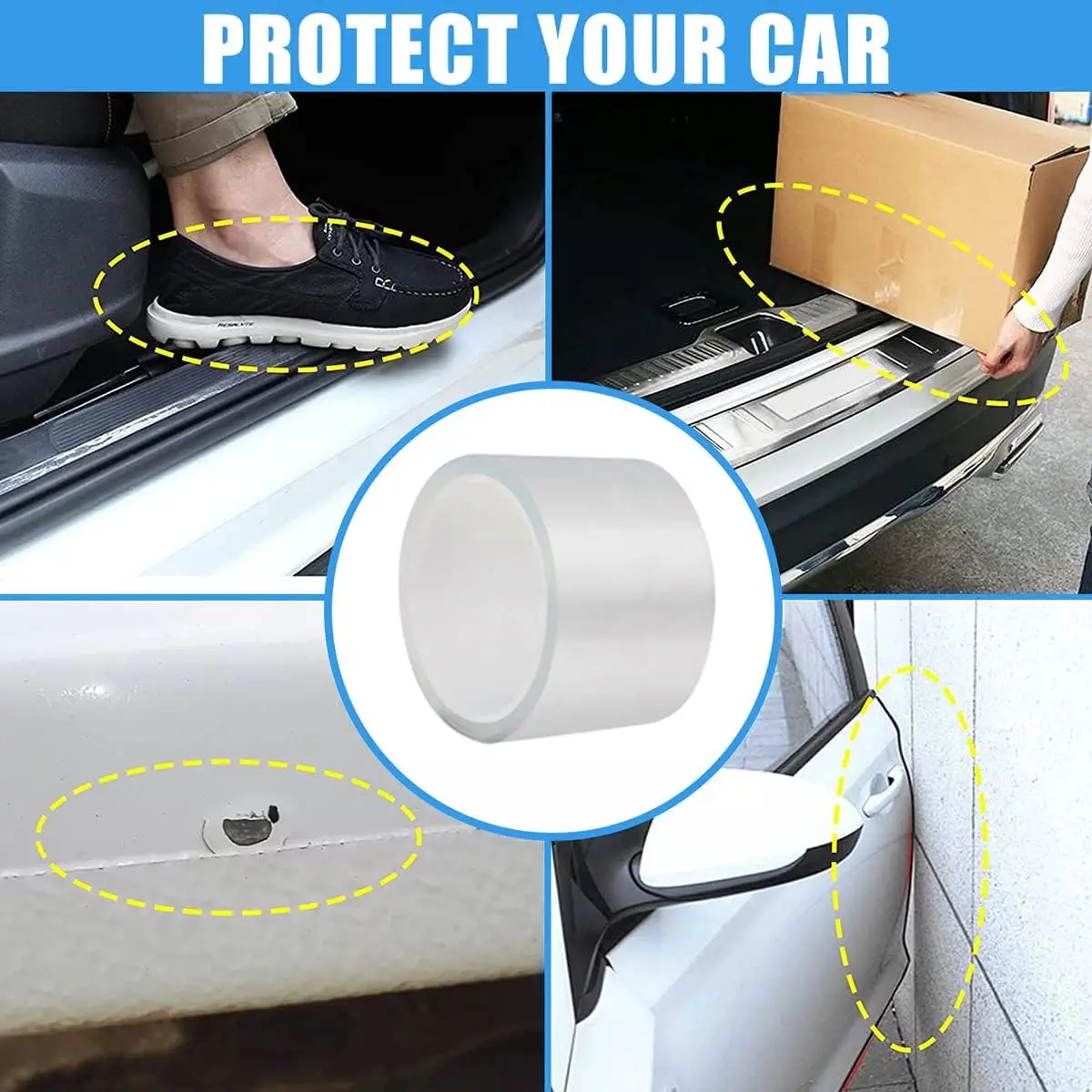 Universal Car Threshold Anti-collision Stickers Transparent Protector Strip Sill Tape For Auto