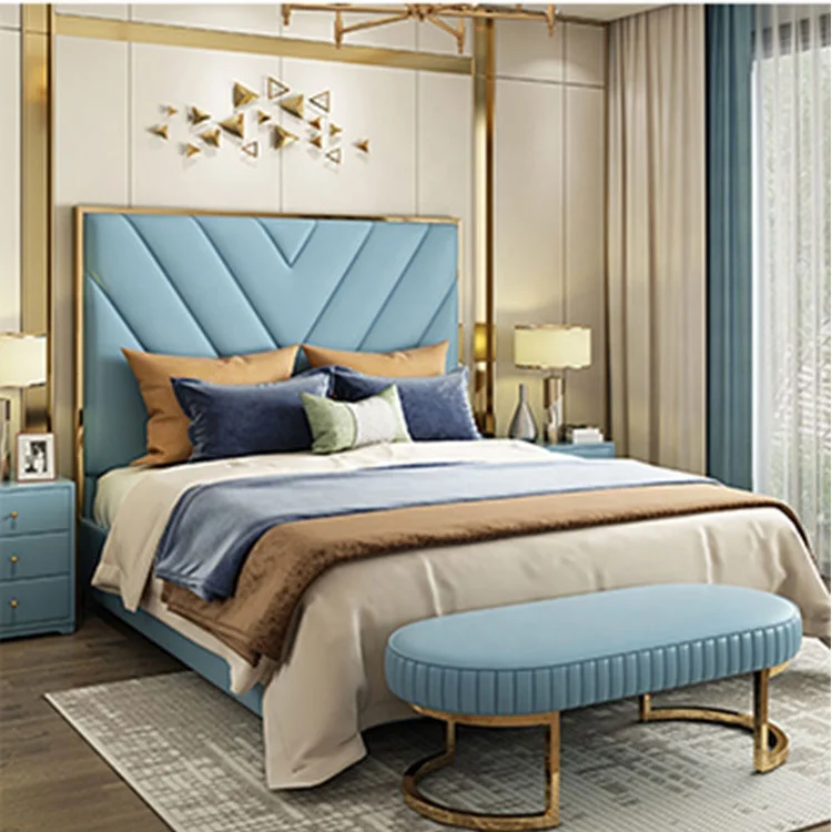 
wedding stainless steel frame double king size and single fabric platform bed 