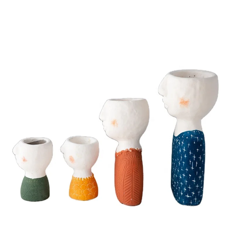 Wholesale Customized Stand Flower Pot Home Garden Human Family Face Flowerpot Handicarfs Plant Bonsia For Sale