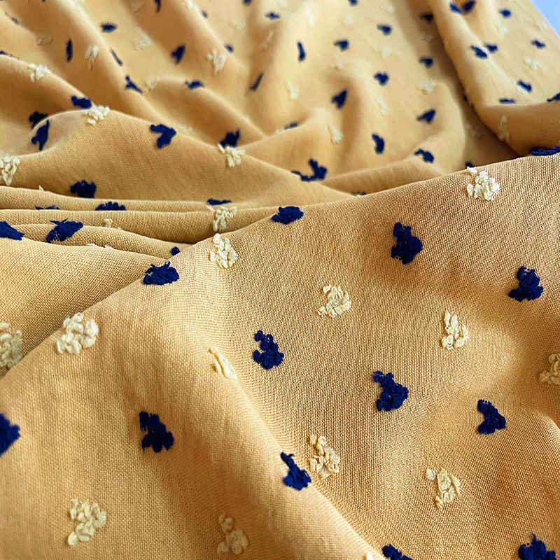 2022 Wholesales Textiles Modern 100 Polyester Plain Soft CEY Jacquard Cut flower Double Colors Fabric crepe For Dressts