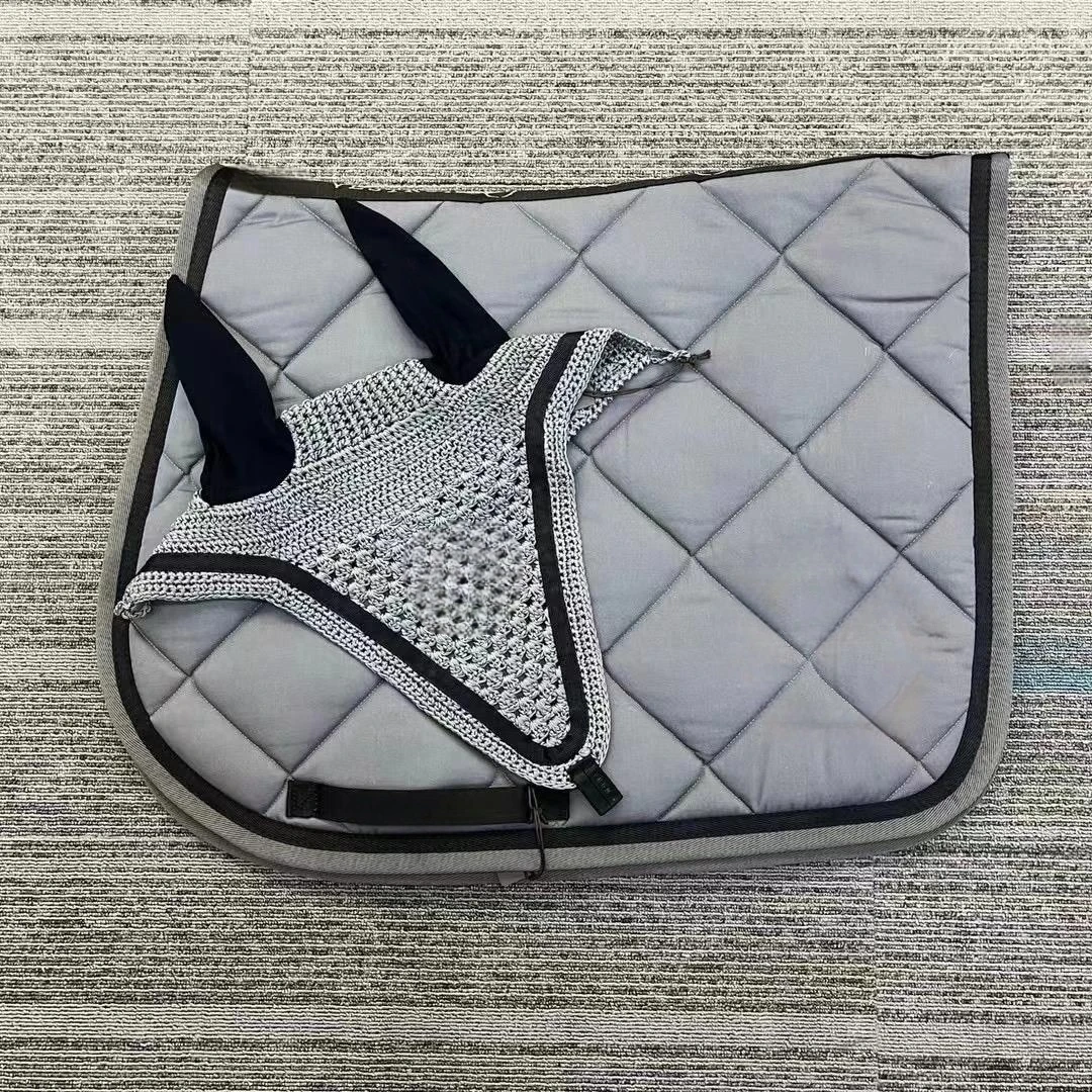 Factory Price Horse Saddle Pads Sets And Mask Set Knitted Fly Mask Horse Veil