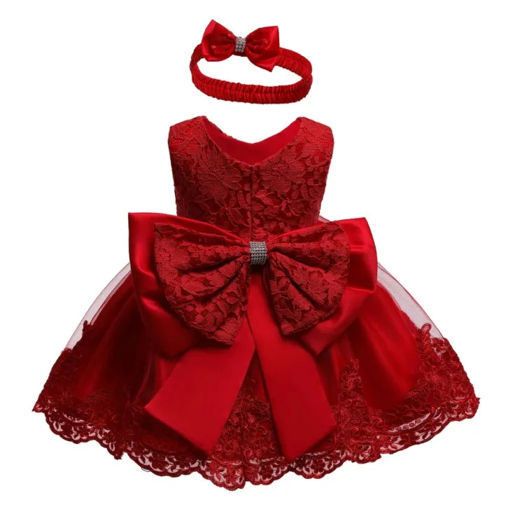 
Wholesale lovely bowknot girls party dresses Christmas pageant baby girls dress designs embroidered baby girls summer dress 