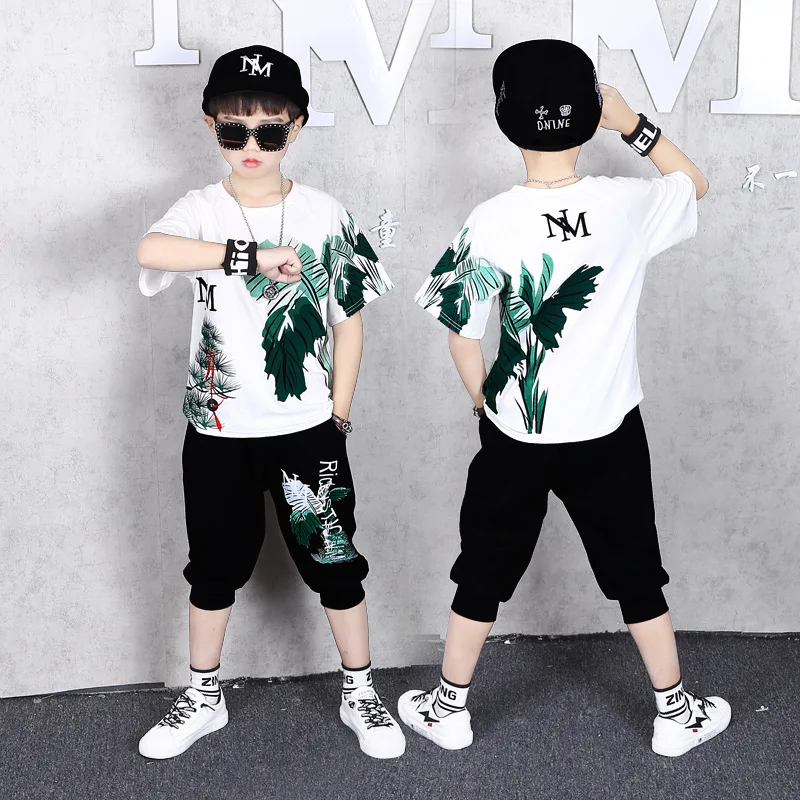 summer 2021New Two-Piece outfit children Handsome T-Shirt Boy Clothes Boutique Clothing Kids suit Boy sets