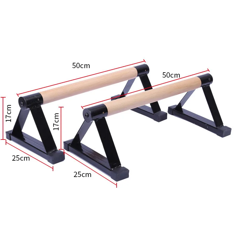 Iron Triangle Push-up Stand Beech Wood Handstand Small Parallel Bars Fitness Equipment Wooden Handle Stand