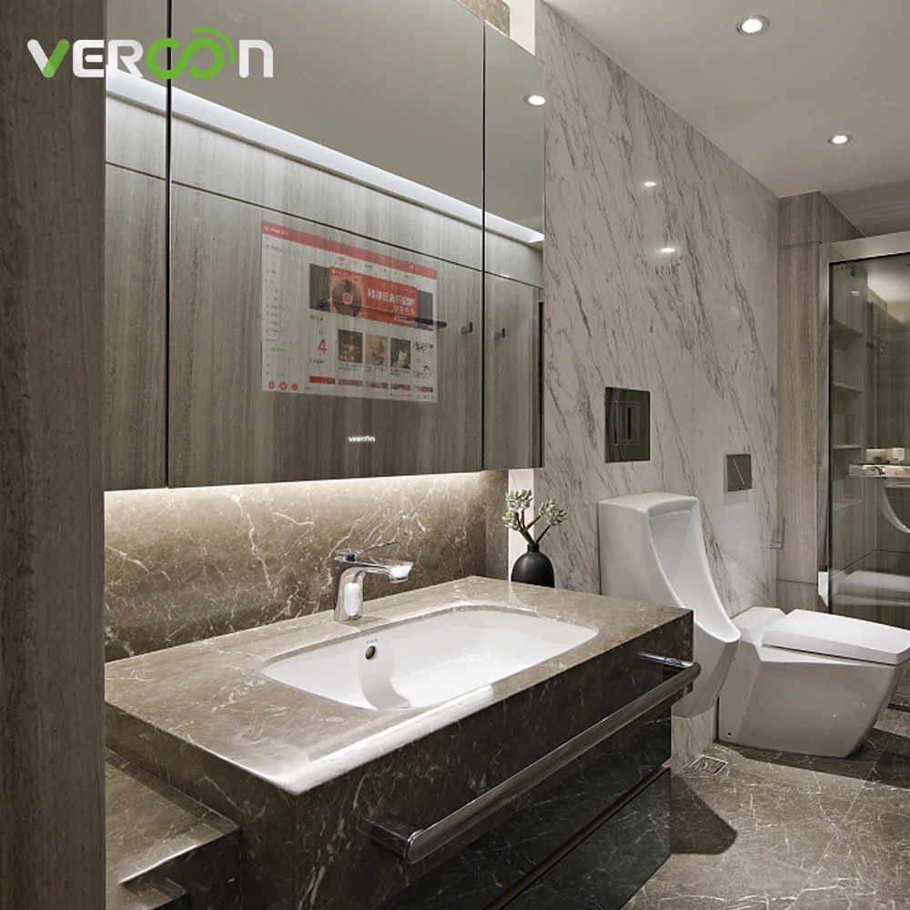 Vercon Best Makeup Led Rectangular Medicine Cabinet with Mirror Bathroom Cabinets with Mirrors Smart Mirrors