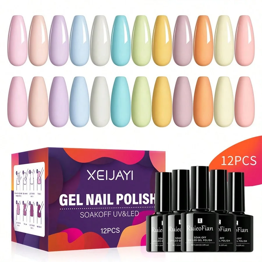 2024 The latest Macaron Gel Nail Polish 12 color Set Spring Summer Candy Powder Blue soaked nail Polish glue