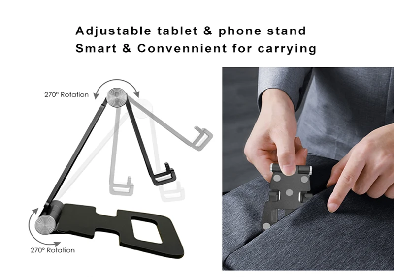 aluminum alloy foldable smart phone stand multi angle adjustable metal pc desktop bracket for all phones
