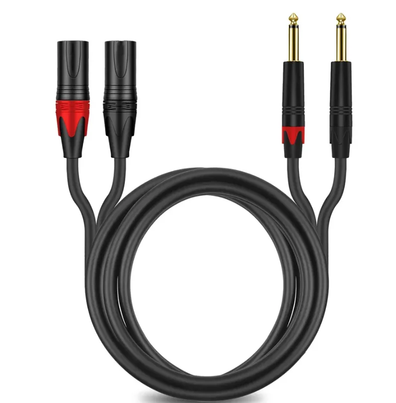 2 RCA Male to 2 XLR 3-Pin Male Stereo Audio Cable 2rca to 2XLR double 24K gold Plated HiFi Audio Cable 4N OFC Wire