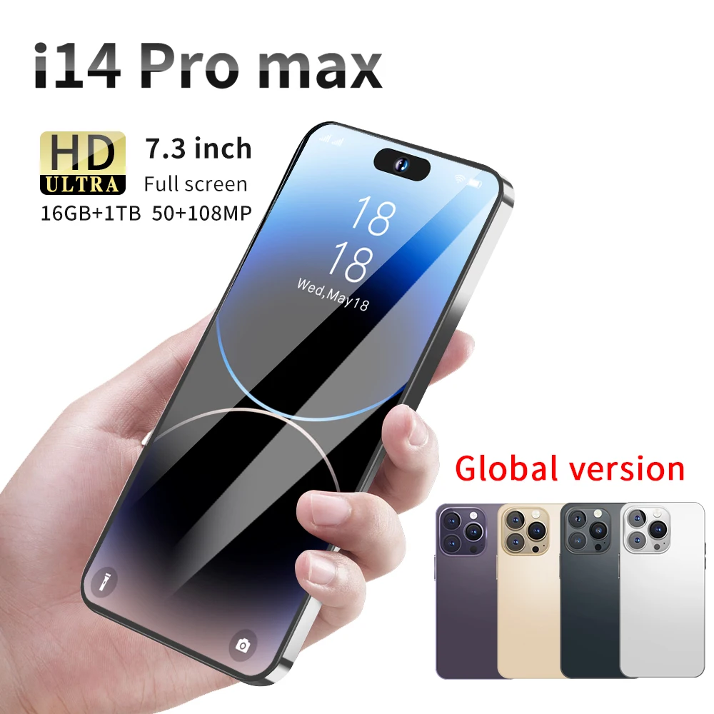 Оригинальный 14 Pro max китайский бренд Android 11 система 7300 мАч аккумулятор 7 3 дюймов 5G мобильный смартфон