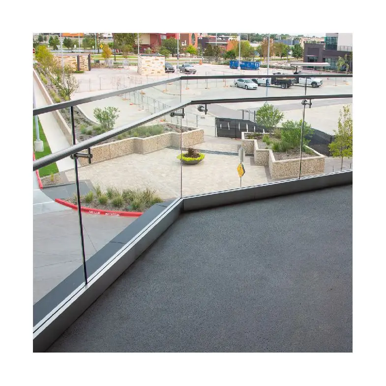 Outdoor powder coating finish aluminum glass balustrades u channel handrails with water proof led light