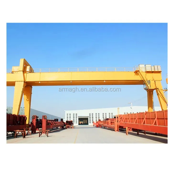 30ton trussed frame heavy duty single beam gantry crane travelling rubber tyred in factory open yards