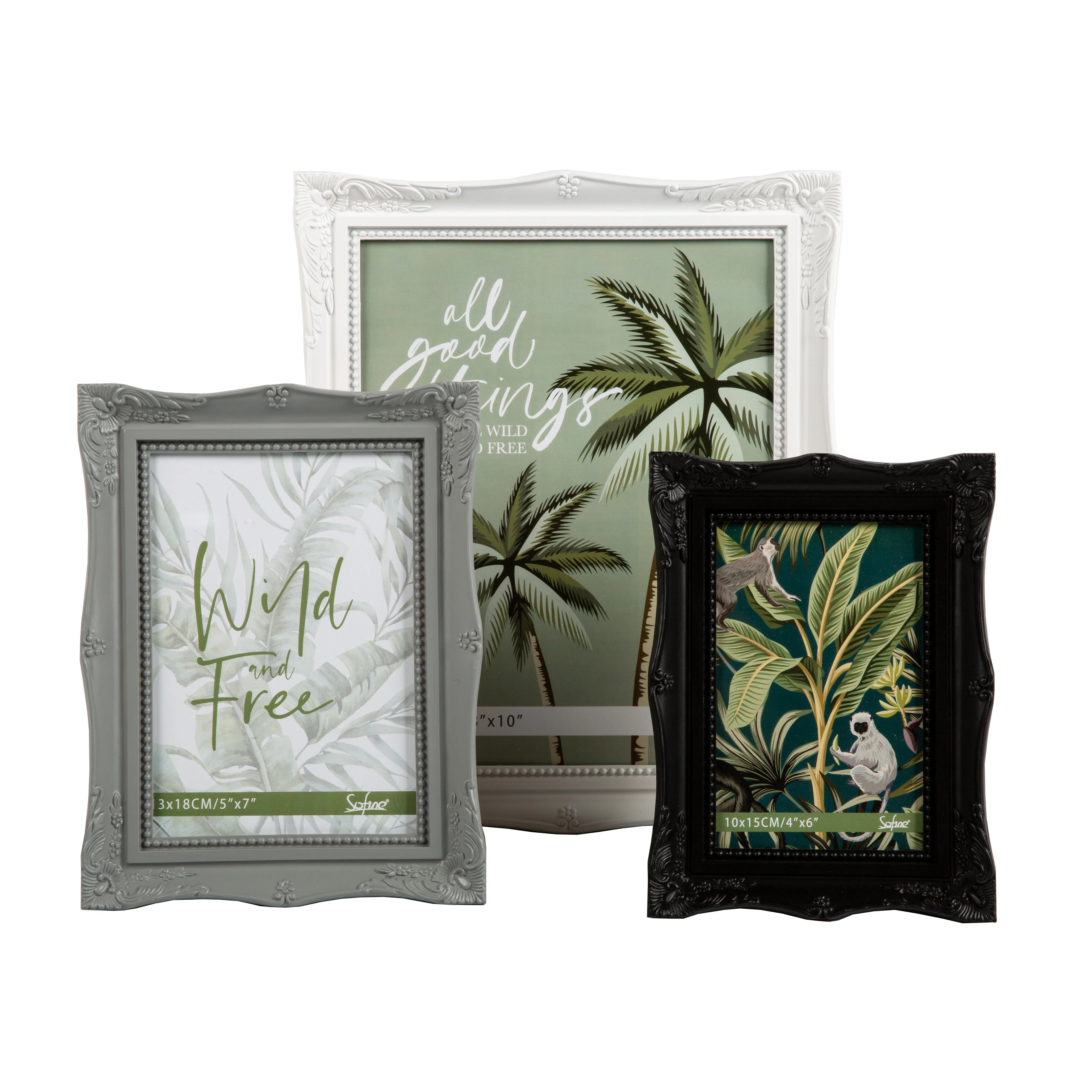 SOFINE Popular Retro Design Solid Color Printed Plastic Photo Frame for Desktop Decoration