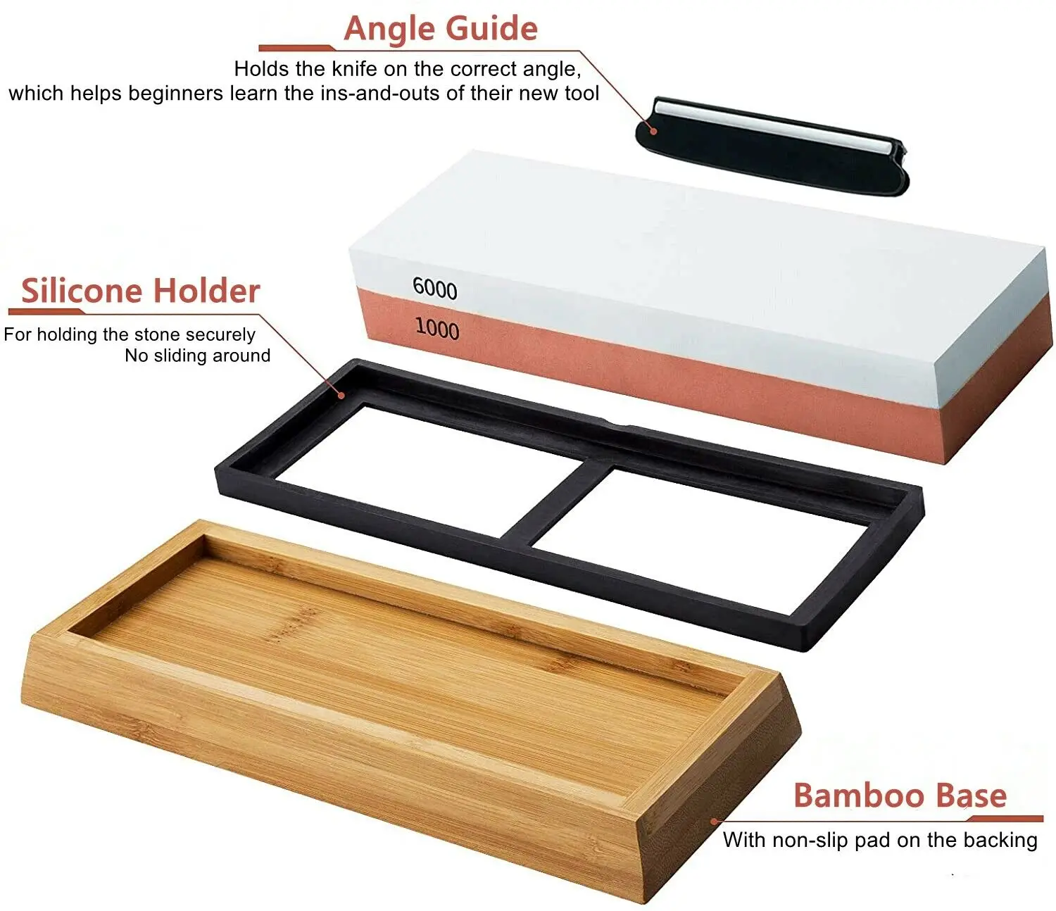 4 Pack USA Warehouse Shipping within 24h Dual Sharpening 1000/6000 Grit Ceramic Alumina Whetstone Set for Grinder Fine