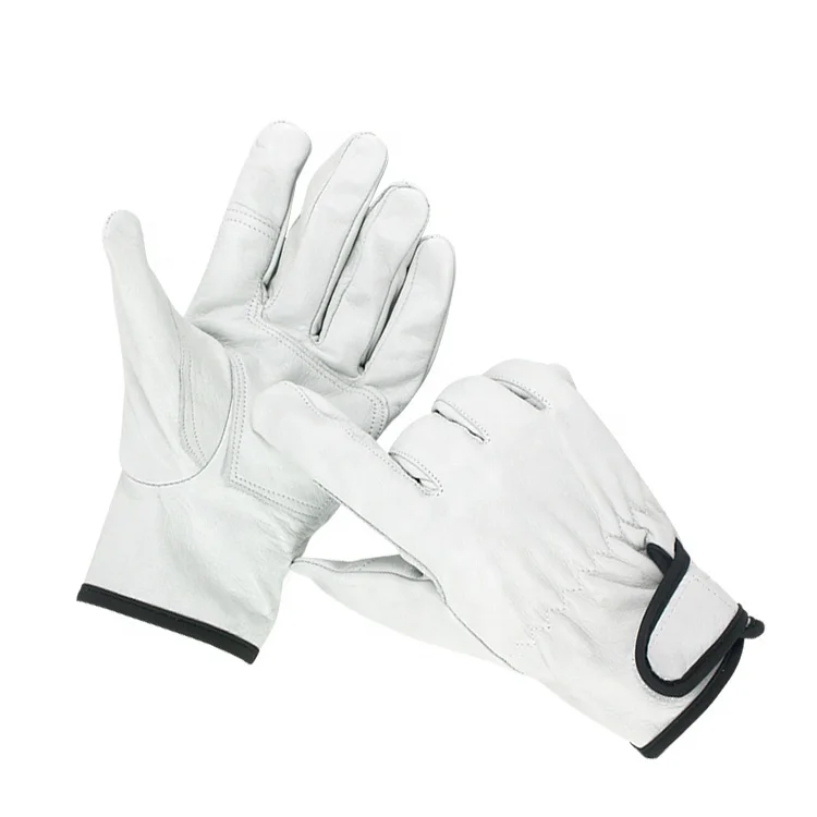 
Good quality inexpensive white cowhide gloves palm reinforced wear resistant driver work gloves 