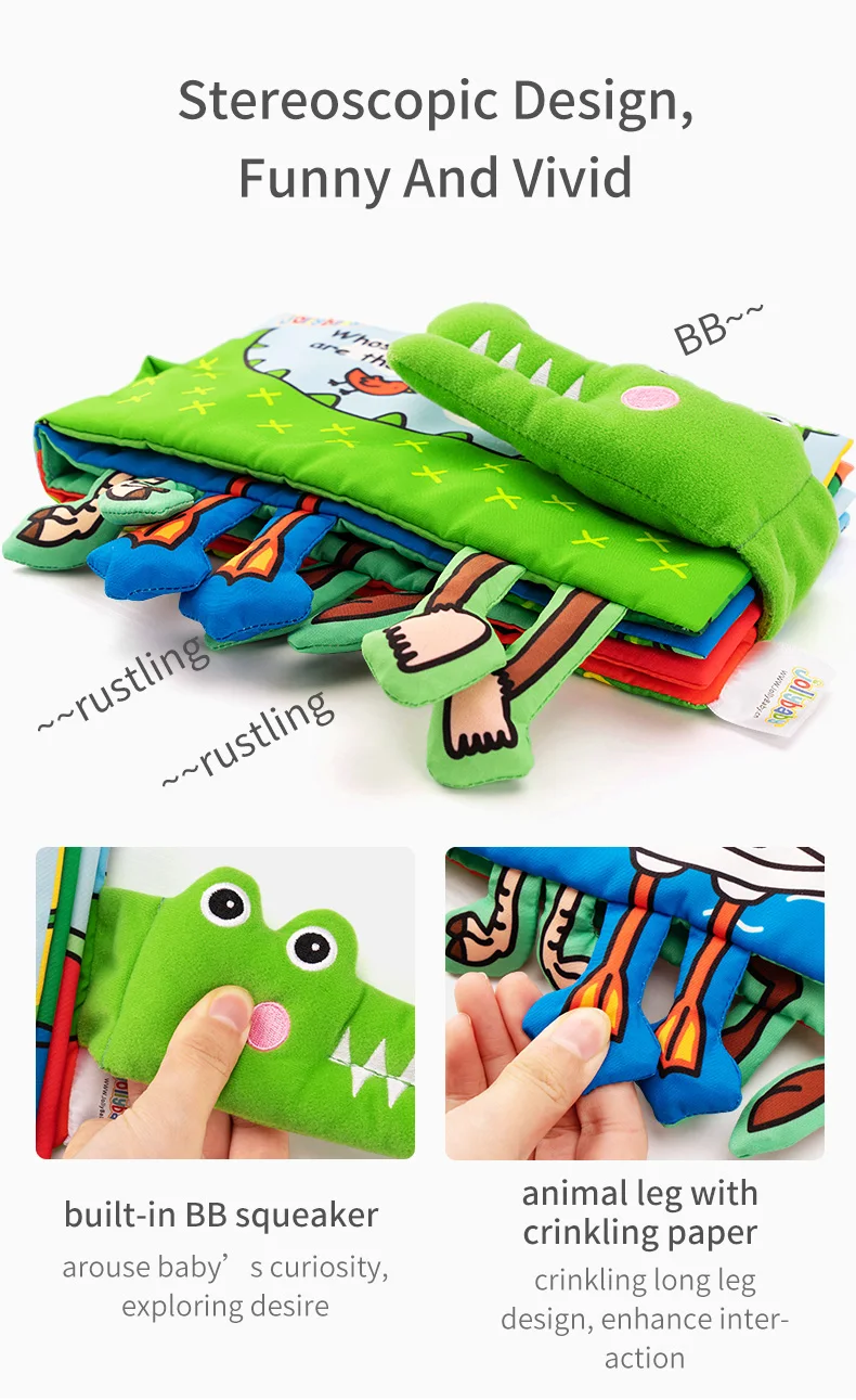 2022 New Hot Selling early education baby fabric book soft washable cloth books for babies