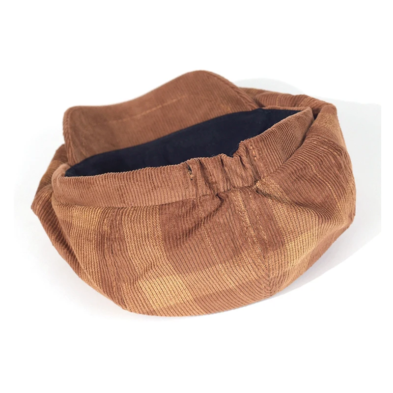 Newest Plain Corduroy Plaid Beret Hat Vintage Warm Driver Flat Cap Outdoor Autumn Winter Sport Baseball Cap Newsbou Cap