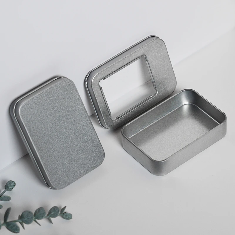 Wholesale Rectangle Tin Boxes USB Mini Metal Chewing Gum Packaging Tinplate Box With Window