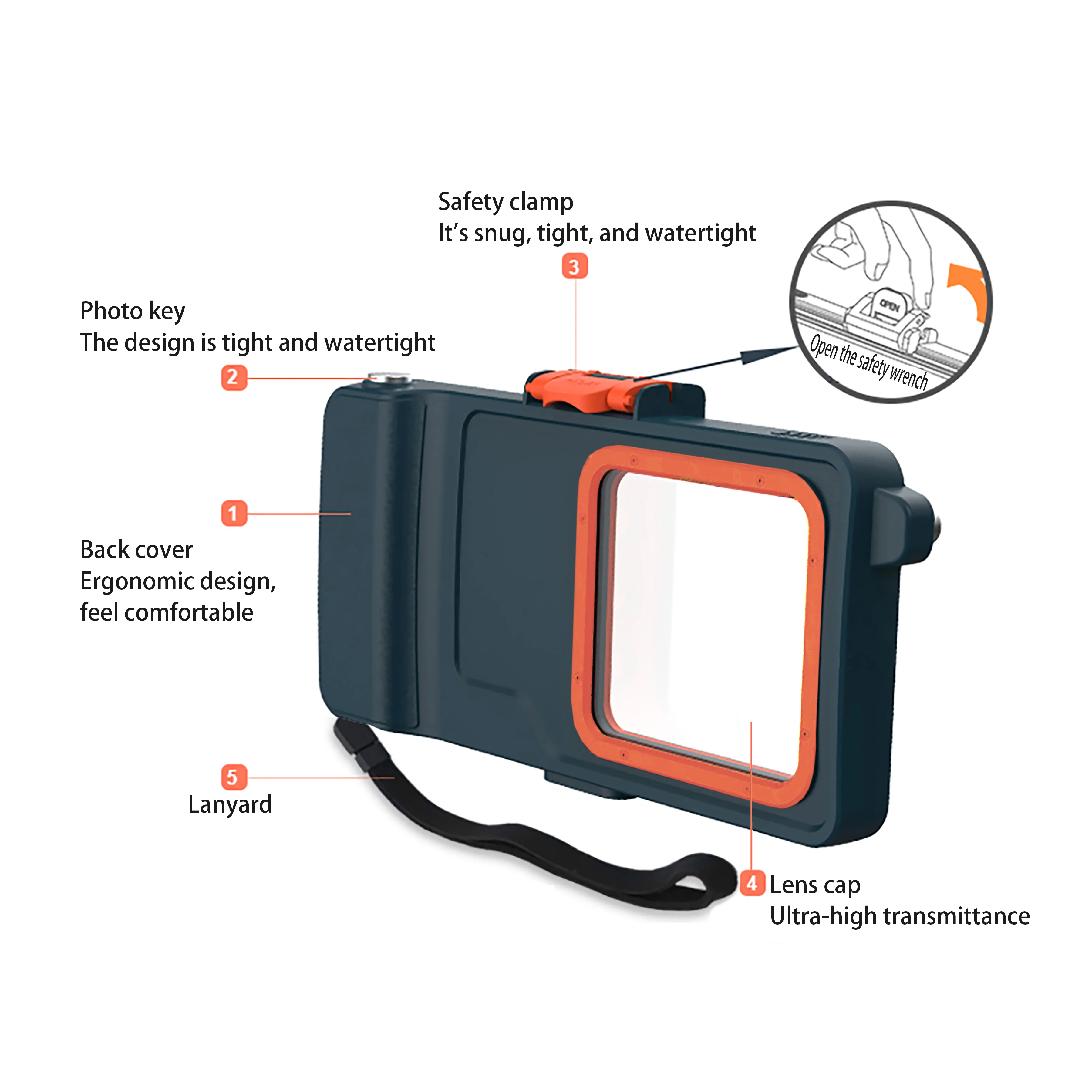 High-strength Waterproof Full Cover Diving Case for Cell Phone 360 Full Sealed IPX8 Diving Waterproof Phone Diving Case
