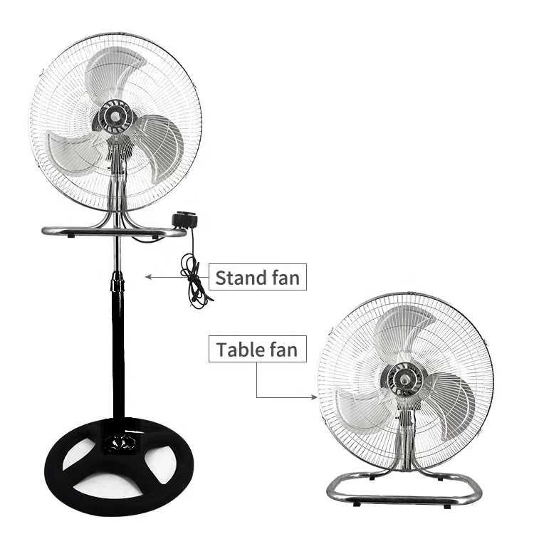 Cheap price indoor oscillating cooling iron metal blades 220v electric silver 2 in 1 18 inch industrial stand fan