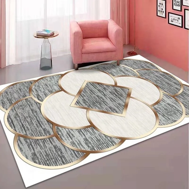 Nordic Style Mats For Living Room Golden Velvet Geometric Marble Living Room Mat